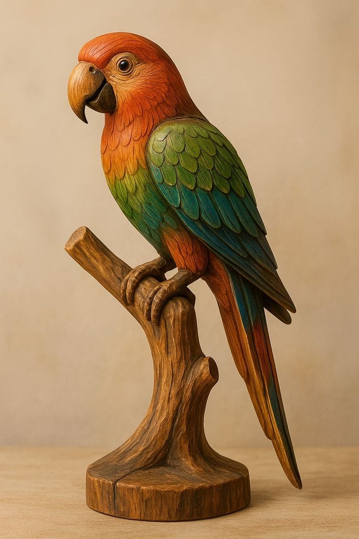 MOLDED STATUE OF A SCARLET MACAW 